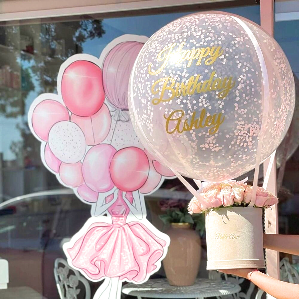 Pink Hot Air Balloon with Roses