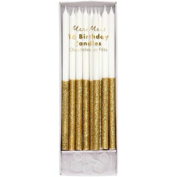 Gold Glitter Tapered Birthday Candles